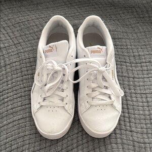 Puma Women's White and Gold Sneakers